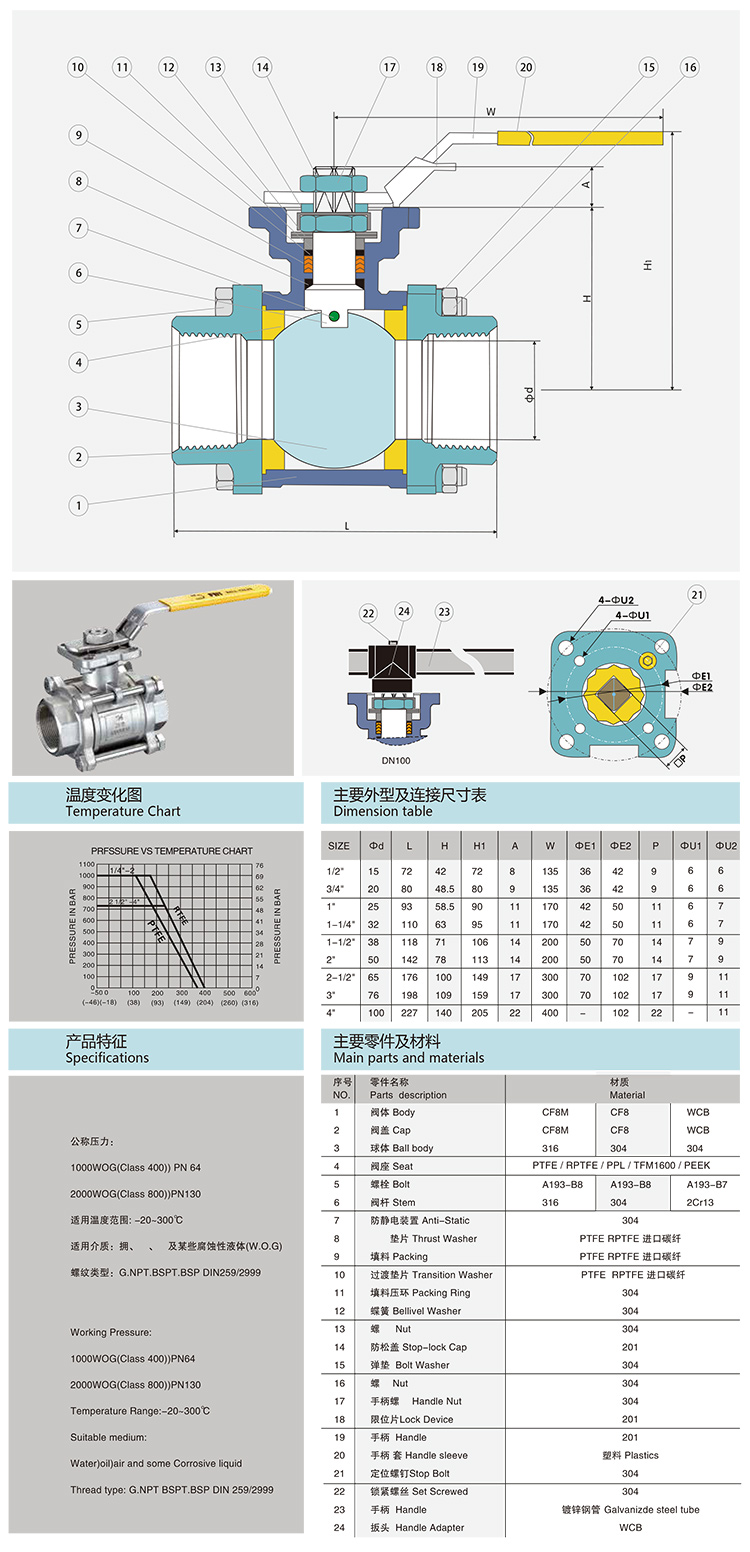 VEAPON電動絲口球閥尺寸圖