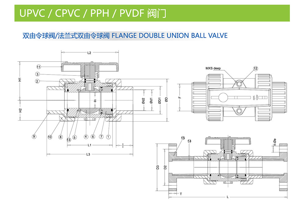 PVC兩通球閥結構圖