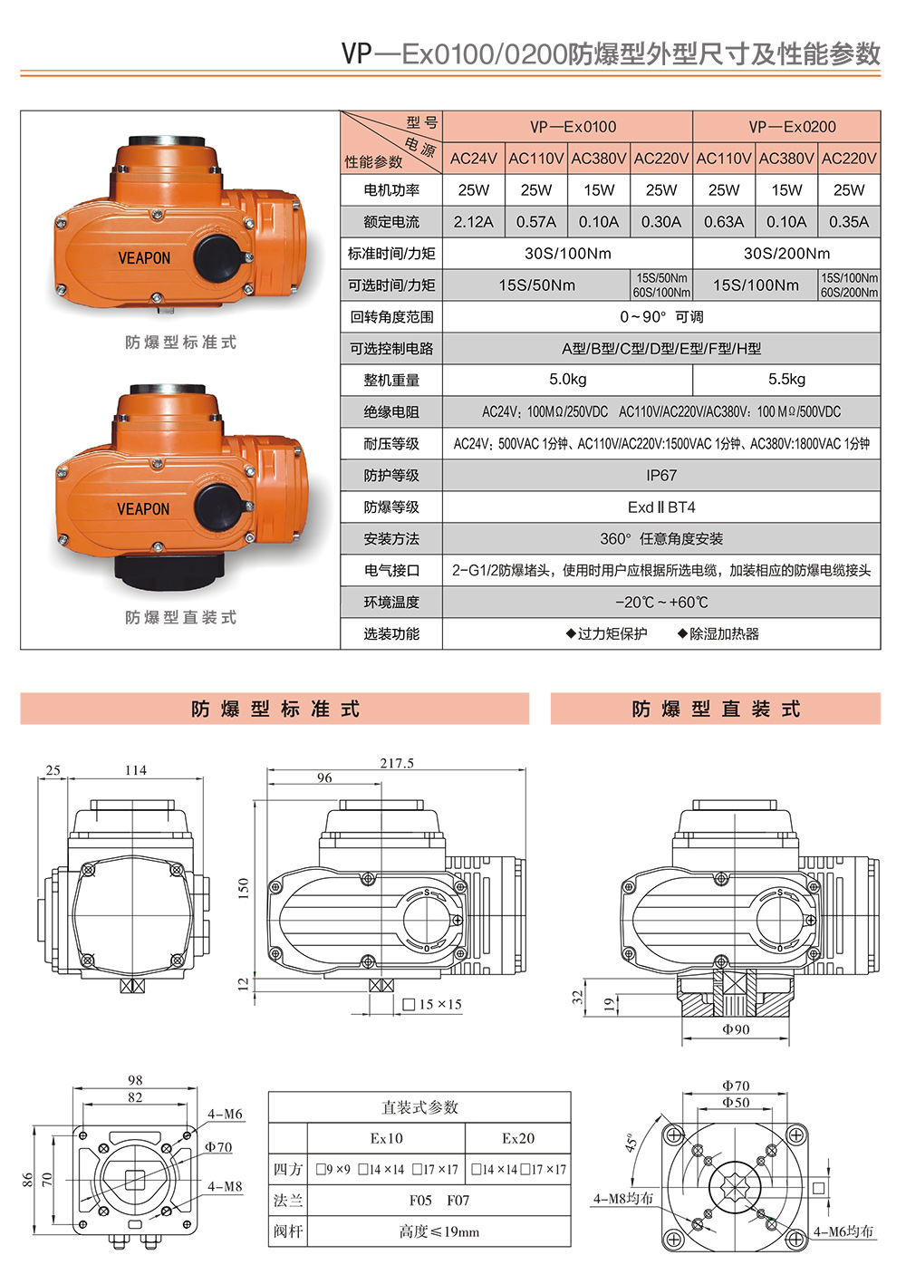 VEAPON電動防爆執(zhí)行器參數(shù)