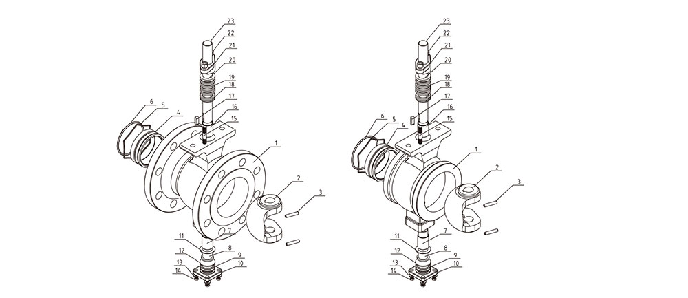 調節閥/法蘭V型球閥結構圖